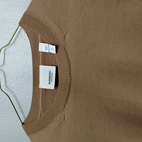 Burberry Tan Patchwork Sleeve Wool Sweater S/P - Picture 3 of 8